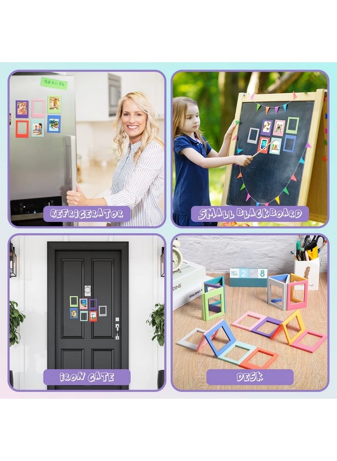 20 Packs Magnetic Photo Picture Frame Cute Mini Table Photo Frame Holder 3 Inches Plastic Colorful Photo Display Compatible With Fujifilm Instax For Fridge Refrigerator Office