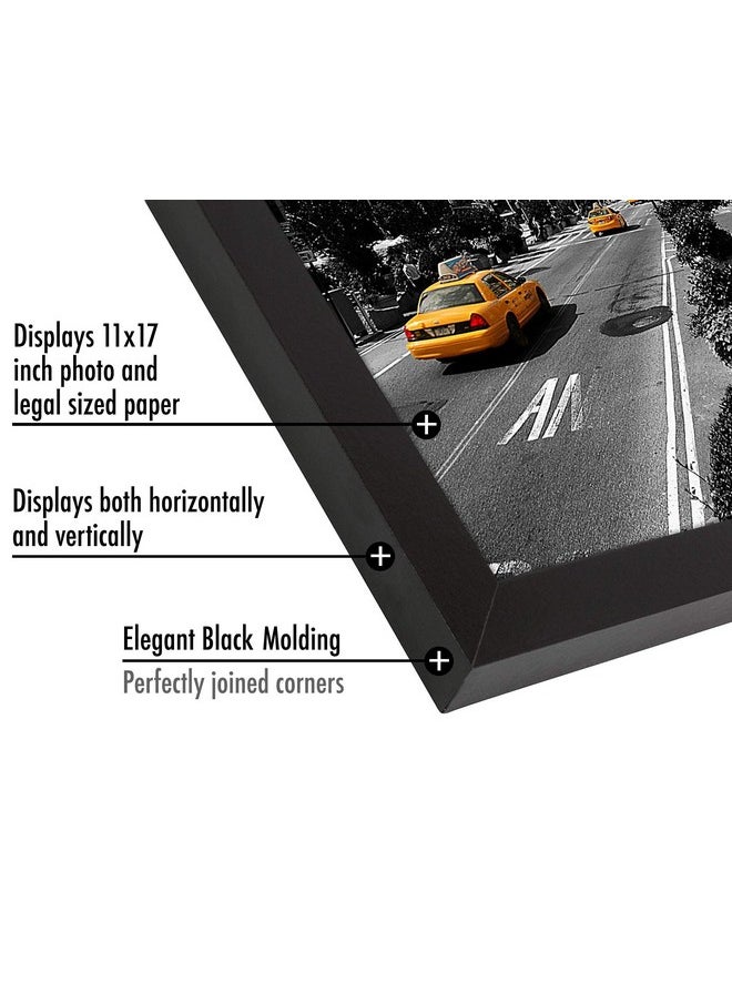 Americanflat 11x17 Picture Frame with Shatter-Resistant Glass - Set of 2 - Gallery Style Frame with Engineered Wood - Signature Collection - Picture Frame Set for Wall Display - Black
