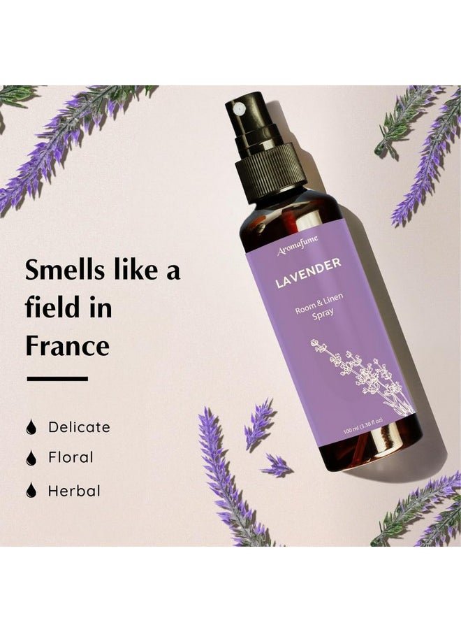 Lavender Room, Linen & Pillow Spray by Aromafume | 100ml/3.38 fl oz | with Pure Lavender Essential Oil | Aromatherapy Spray for Relaxation, Sleep & Stress Relief | Mist for Bedding, Fabrics