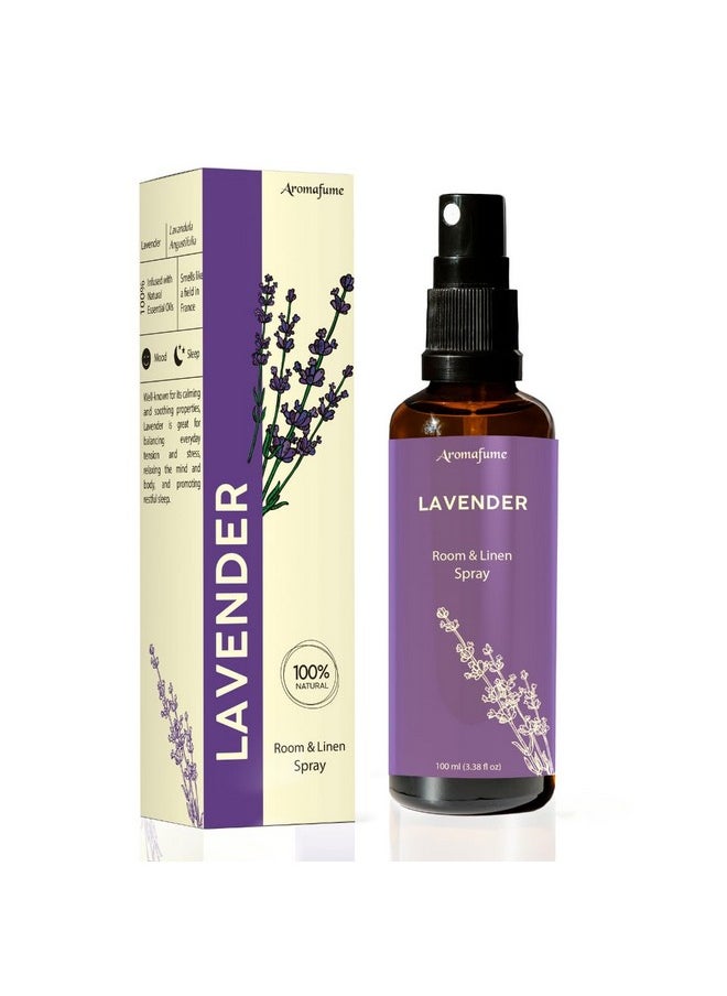 Lavender Room, Linen & Pillow Spray by Aromafume | 100ml/3.38 fl oz | with Pure Lavender Essential Oil | Aromatherapy Spray for Relaxation, Sleep & Stress Relief | Mist for Bedding, Fabrics