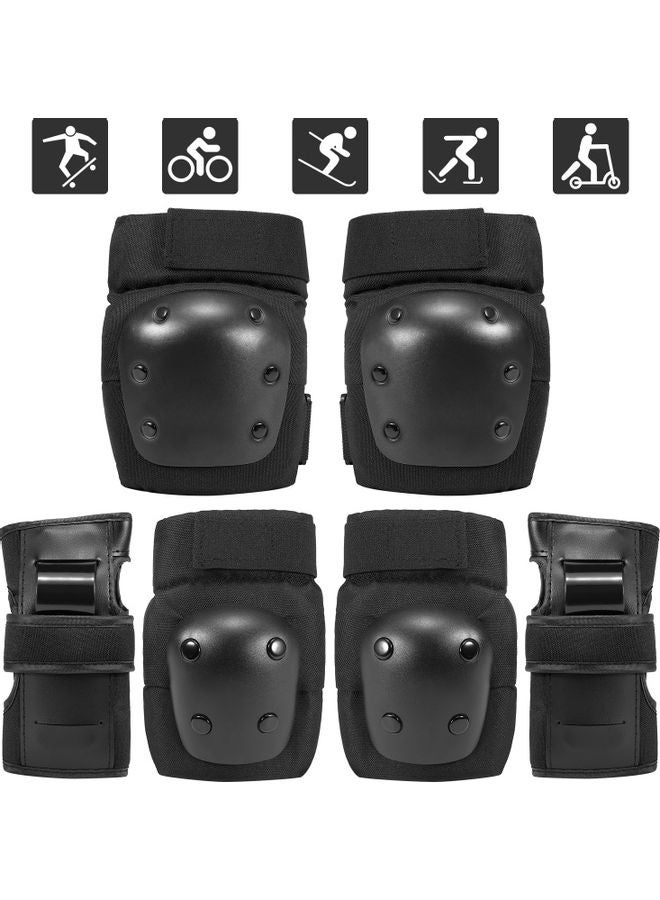 Pack of 6 Kids/Adults Knee,Elbow and  Wrist Pads Sport Protective Gear Set for Cycling Skateboard Roller Skating M 25x7x18cm