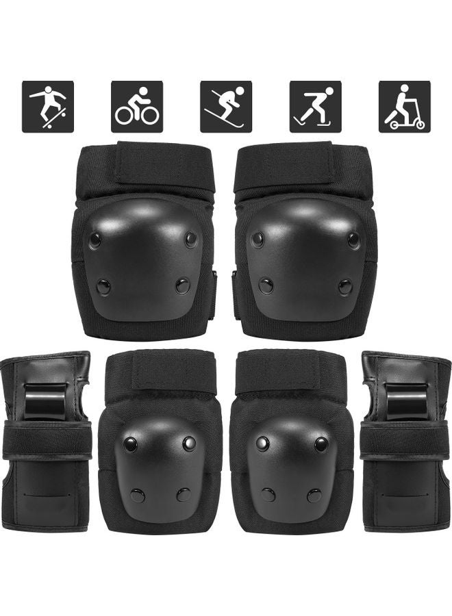 6 in 1 Kids/Adults Knee Pads Elbow Pads Wrist Pads Sport Protective Gear Set for Cycling Skateboard Roller Skating S 25*7*18cm