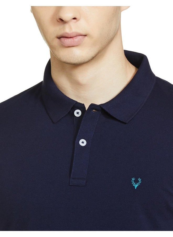 Allen Solly Men Regular Fit Polo (AMKP317G04250_Indigo Melange_XX-Large_Indigo Melange_2XL)