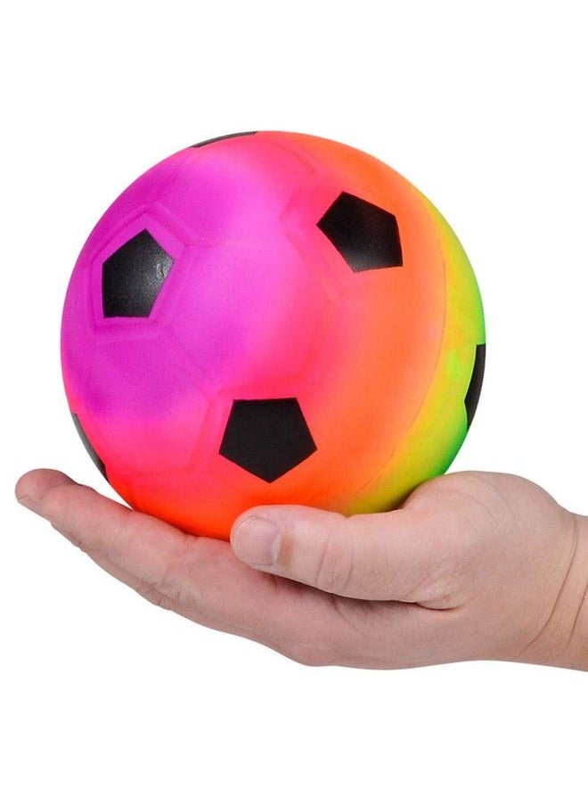 Rainbow Sports Balls 6 Inch (Pack Of 4) Inflatable Vinyl Balls For Kids And Toddlers With Added Hand Air Pump Neon Basketball Soccer Ball And Volleyball For Playground Indoor And Outdoor Use