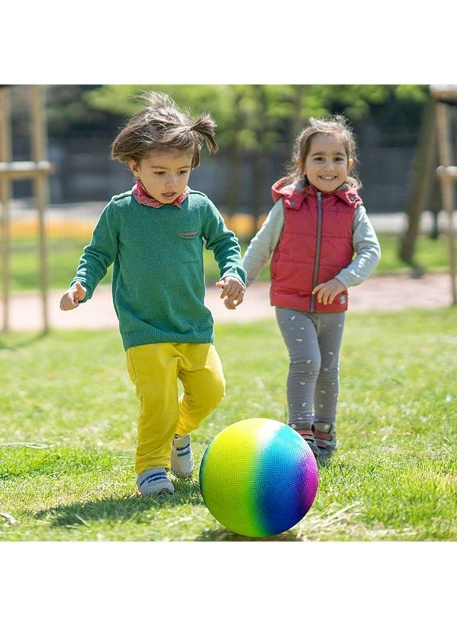 4Pcs Rainbow Playground Balls For Kids&Adults With 1 Hand Pump 8.5Inch Colorful Rubber Bouncy Balls Inflatable Multi Colors Kick Balls Handball Durable Indoor&Outdoor Play Toys (Purple)