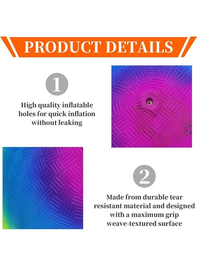 4Pcs Rainbow Playground Balls For Kids&Adults With 1 Hand Pump 8.5Inch Colorful Rubber Bouncy Balls Inflatable Multi Colors Kick Balls Handball Durable Indoor&Outdoor Play Toys (Purple)