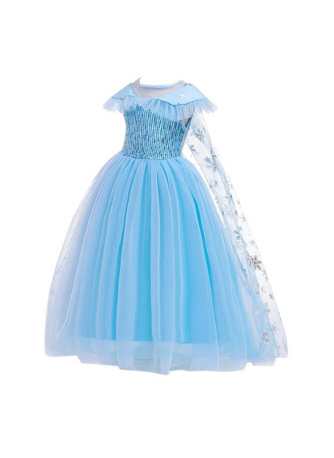 Hopscotch Girls Sequin Embellished Floor Length Gown In Blue Color For Ages 4-5 Years