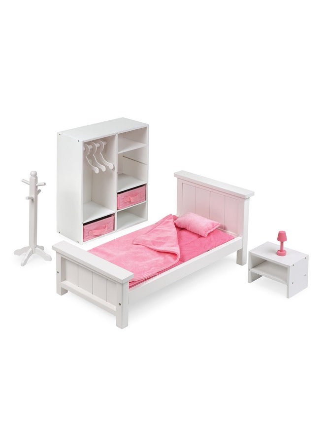 Badger Basket 13-Piece Bedroom Furniture Set for 18 Inch Dolls - Includes Bed, Armoire, Nightstand & Accessories
