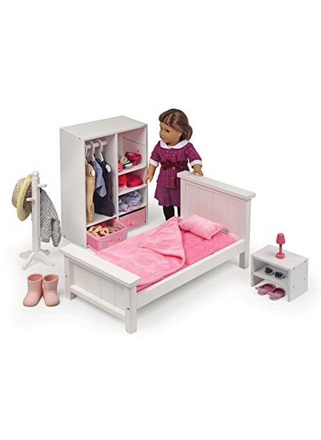 Badger Basket 13-Piece Bedroom Furniture Set for 18 Inch Dolls - Includes Bed, Armoire, Nightstand & Accessories