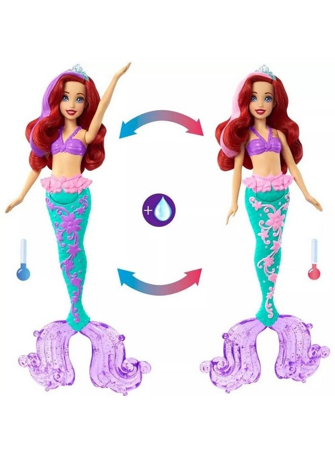 Disney Mattel Princess Toys, Ariel Mermaid Doll with Color-Change Hair and Tail, Color Splash Water Toy Inspired by The Movie