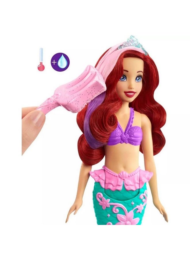 Disney Mattel Princess Toys, Ariel Mermaid Doll with Color-Change Hair and Tail, Color Splash Water Toy Inspired by The Movie