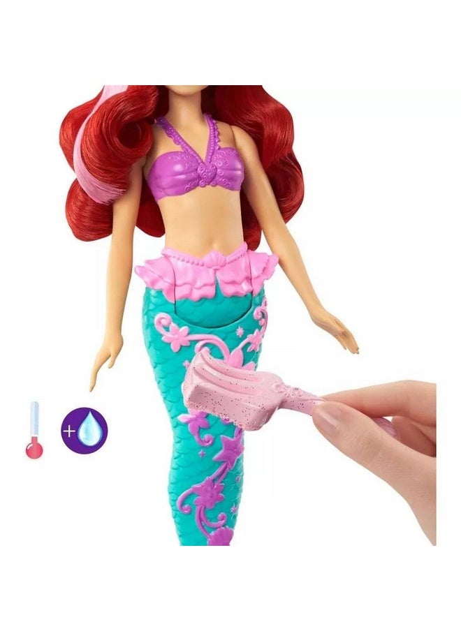 Disney Mattel Princess Toys, Ariel Mermaid Doll with Color-Change Hair and Tail, Color Splash Water Toy Inspired by The Movie