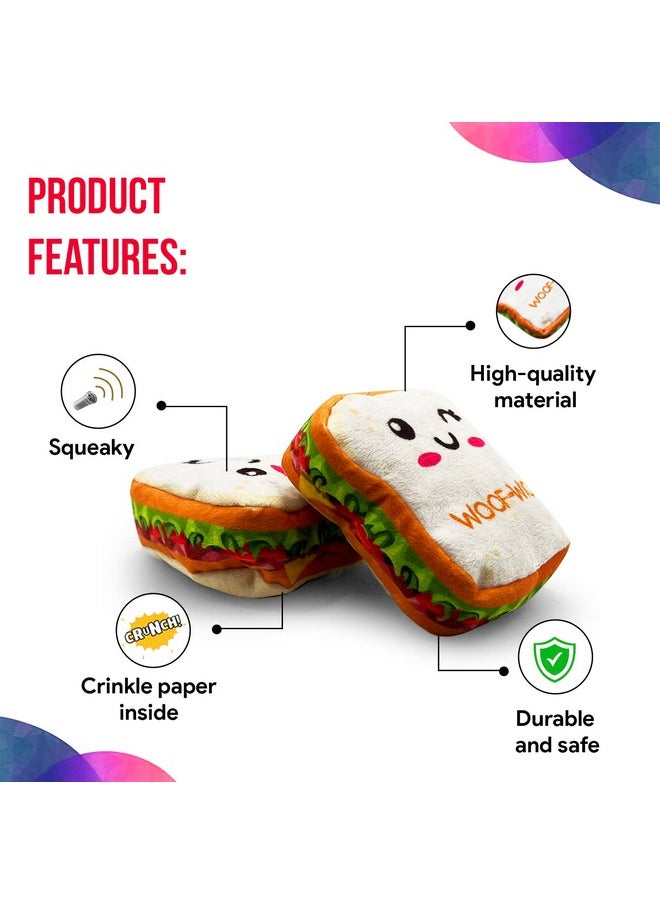 Goofy Tails Food Buddies Sandwich Plush Toys for Dogs| Crinkle Dog Toys for Puppies| Dog Squeaky Toy| Soft Toys for Dogs and Puppies| Pet Toys for Dog| Squeaky Toy for Dogs