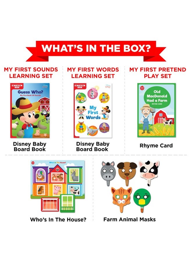 Einstein Box Featuring Disney for 1-Year-Old Boys/Girls Toddler| Board Books and Pretend Play Gift Pack| Learning and Educational Toys| with Mickey and Minnie Mouse| Winnie The Pooh (1 Box Set)