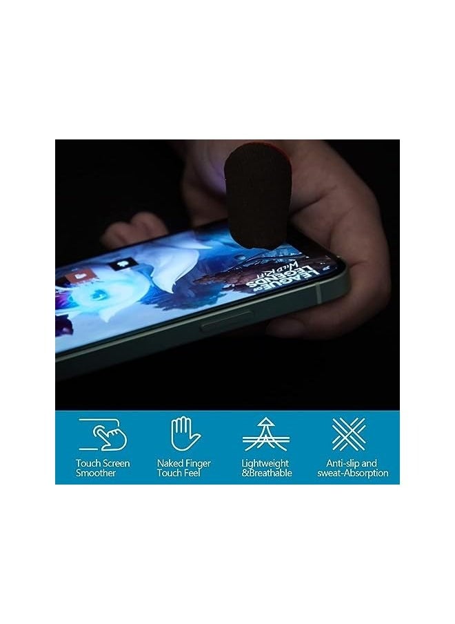 12 Pcs Finger Sleeve for Gaming Anti Sweat Game Controller Finger Thumb Sleeve Breathable Finger Covers Touchscreen Gaming Gloves for Mobile Phone Game