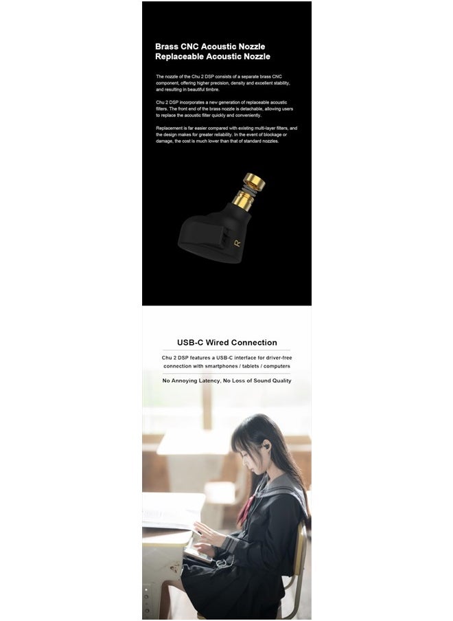 CHU II DSP Headphones High Performance Dynamic Driver USB-C in-Ear Monitors Type-C with Microphone Earphone