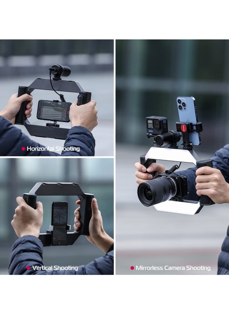 ULANZI Smartphone Video Rig with Light, Cell Phone Handheld Stabilizer with Ring Light for Filmmaking Live Steam Video Recording