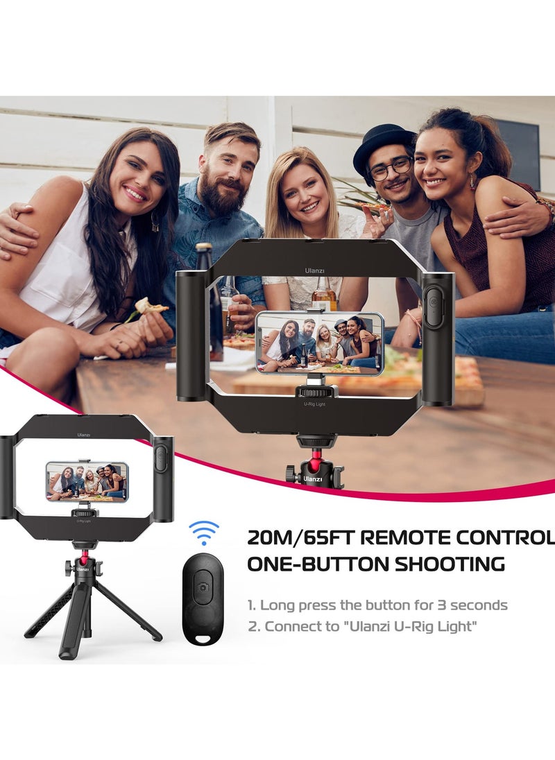 ULANZI Smartphone Video Rig with Light, Cell Phone Handheld Stabilizer with Ring Light for Filmmaking Live Steam Video Recording