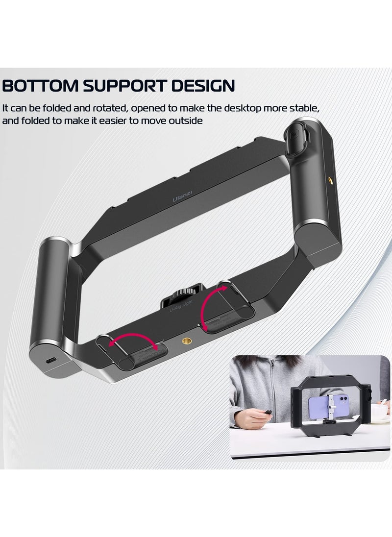 ULANZI Smartphone Video Rig with Light, Cell Phone Handheld Stabilizer with Ring Light for Filmmaking Live Steam Video Recording