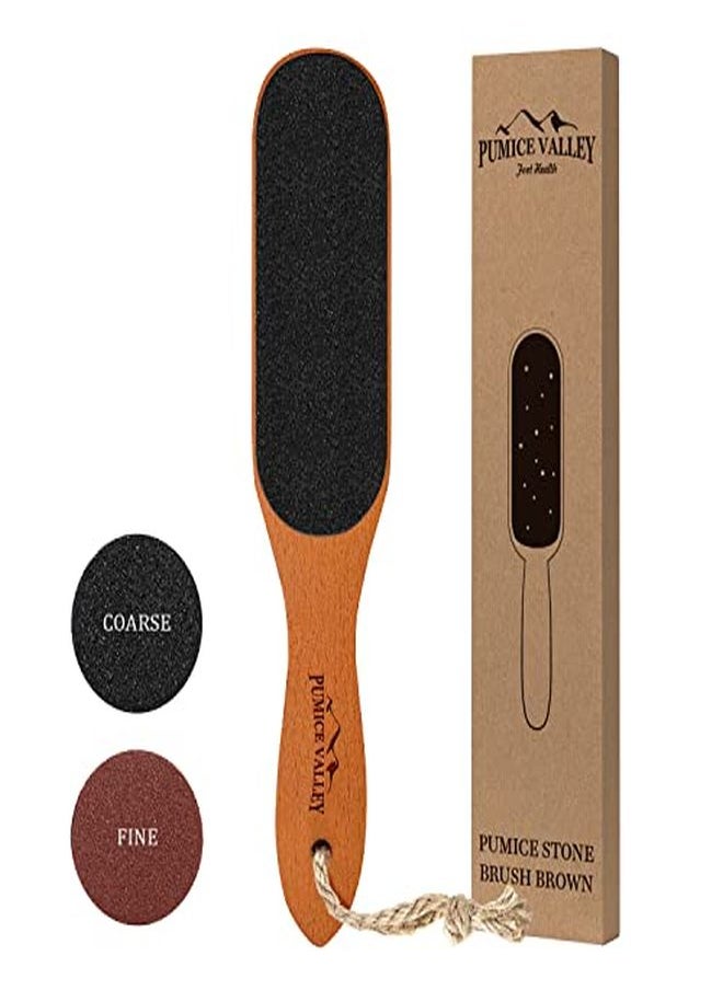 Pumice Stone Foot File Wooden Pedicure Feet Scrubber With Handle For Callus, Dry, And Dead Skin Removal Heel Scraper For Feet, Hands, And Body Exfoliation Perfect Foot Filer For Use In Shower