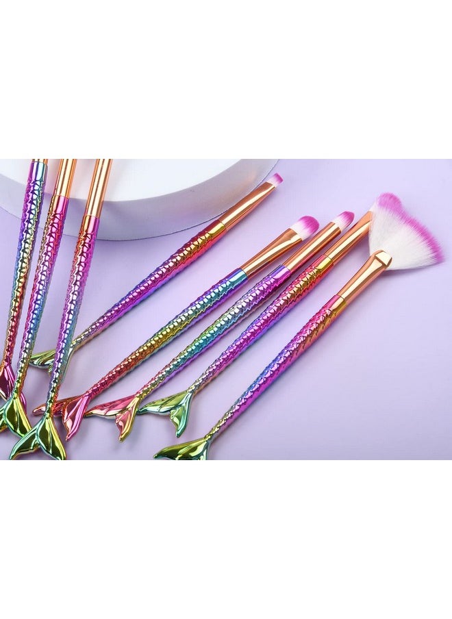 10 Pcs Mermaid Eye Makeup Brushes Set, Professional Eyeshadow Makeup Brushes Set With Soft Synthetic Hairs For Eyeshadow, Concealer, Eyeliner, Brow Blending, Highlighter Brush Tool