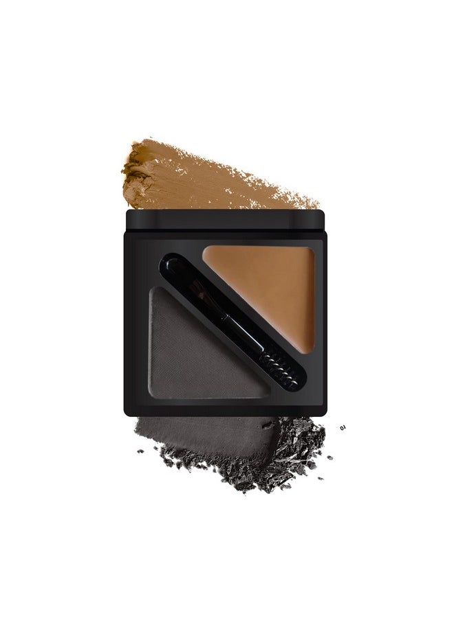 FACES CANADA HD Shape Up Brow Kit - Grey 01, 2.8g | Eyebrow Duo Kit - Wax & Powder With Brush | Long-Lasting | Precise & Natural Looking | Rich Color Payoff | Shaped & Defined Brows | Cruelty-free