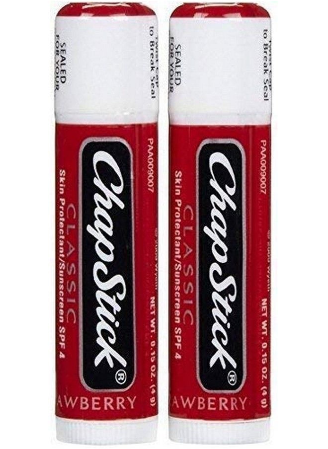 Chap Stick Classic Skin Protectant/Sunscreen Spf 4 .15 Oz.Strawberry (Value Bundle 2 Pack)