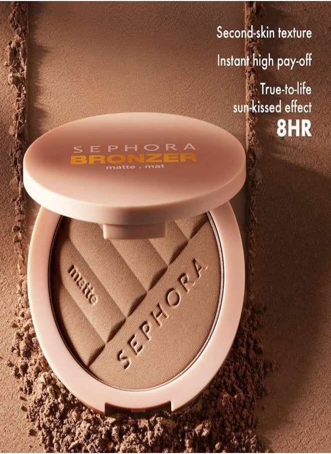 بودرة برونزر غير لامعة من مجموعة سيفورا - تركيبة تدوم طويلاً، قابلة للبناء والدمج لإطلالة طبيعية كالشمس - 01 جولدن جيت واي (برونز ذهبي فاتح) - 8 غرام