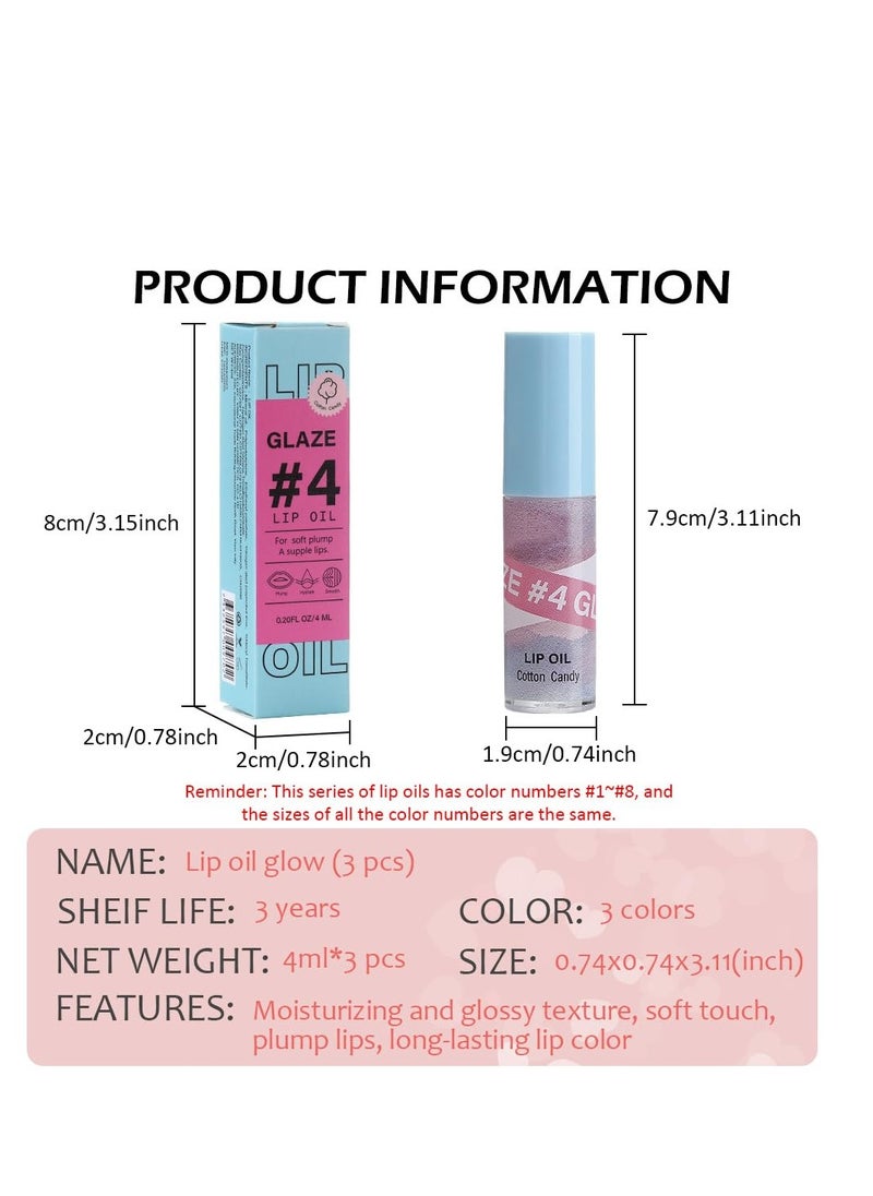 3Pcs Fruit Hydrating Glaze Lip Glow Oil Gloss Set Pink Pearl white Gold Moisturizing Plumping Plumper Shimmery Tinted Butter Lip Lio Tint Gloss Oil Stain Oul Pil Lipoil Ool Oli Okl Candy Apple