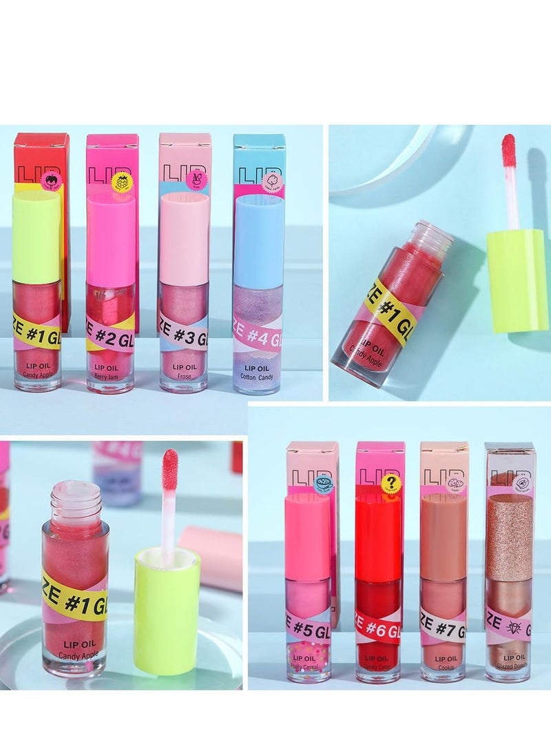 3Pcs Fruit Hydrating Glaze Lip Glow Oil Gloss Set Pink Pearl white Gold Moisturizing Plumping Plumper Shimmery Tinted Butter Lip Lio Tint Gloss Oil Stain Oul Pil Lipoil Ool Oli Okl Candy Apple