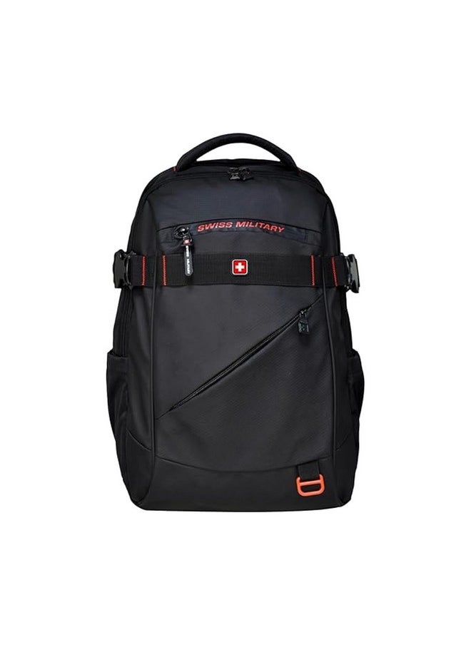 Swiss Military Ghost-X 30L Unisex Laptop Travel Backpack for 15.6-Inch Laptops - with Luggage Strap, Detachable Key Ring, Anti-Theft Pocket, Expandable Bottle Pocket for Office and College Use