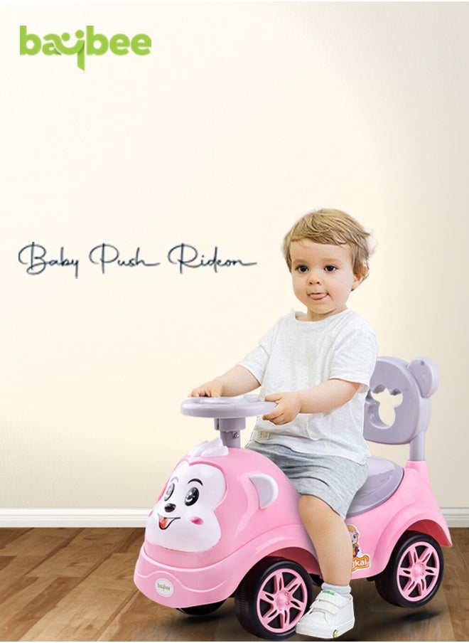 Rio Ride on Baby Car for Kids Ride on Push Car with Music Button Kids Car with High Backrest  & Storage Ride on Toy Car Push Ride on Car for Kids Baby Toddlers 1 to 3 Years Boys Girls Pink