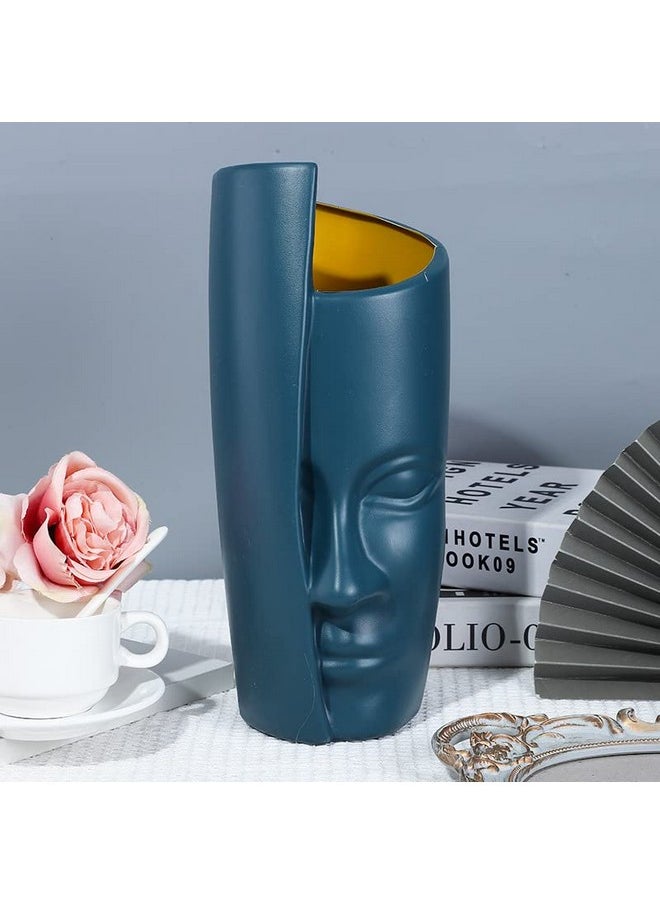 SATYAM KRAFT 1 Pcs Big Size Unbreakable Face Design Plastic Vase for christmas, Flower Pot, Gift, Home Decor, Bedroom Décor Item, Living Room, Table Center Decoration and Craft, wedding (Blue) (30 cm)