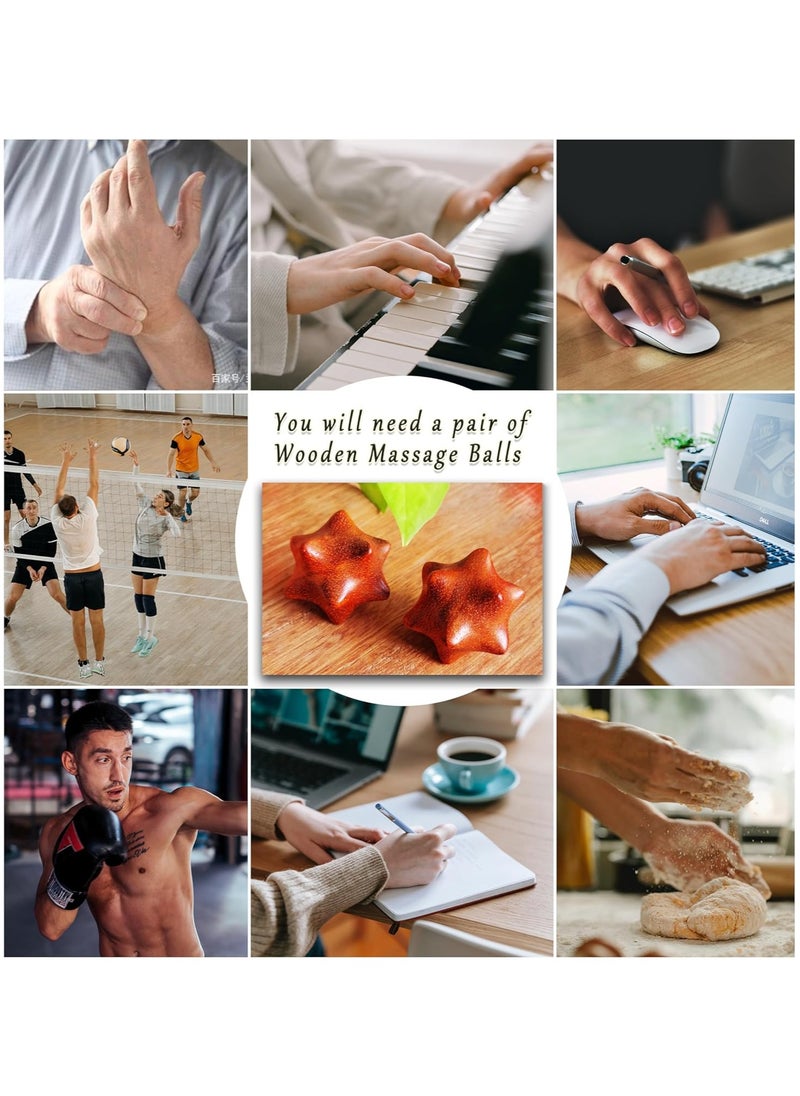 2PCS Handheld Sensory Fidget Toys Anxiety Quiet Fidget Toys Stress Relief ADHD Office Desk Roller Gadgets Relieves Stress Toys Wooden Massage Balls Manual Hand Massage Tools for Adults