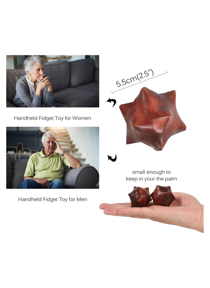2PCS Handheld Sensory Fidget Toys Anxiety Quiet Fidget Toys Stress Relief ADHD Office Desk Roller Gadgets Relieves Stress Toys Wooden Massage Balls Manual Hand Massage Tools for Adults