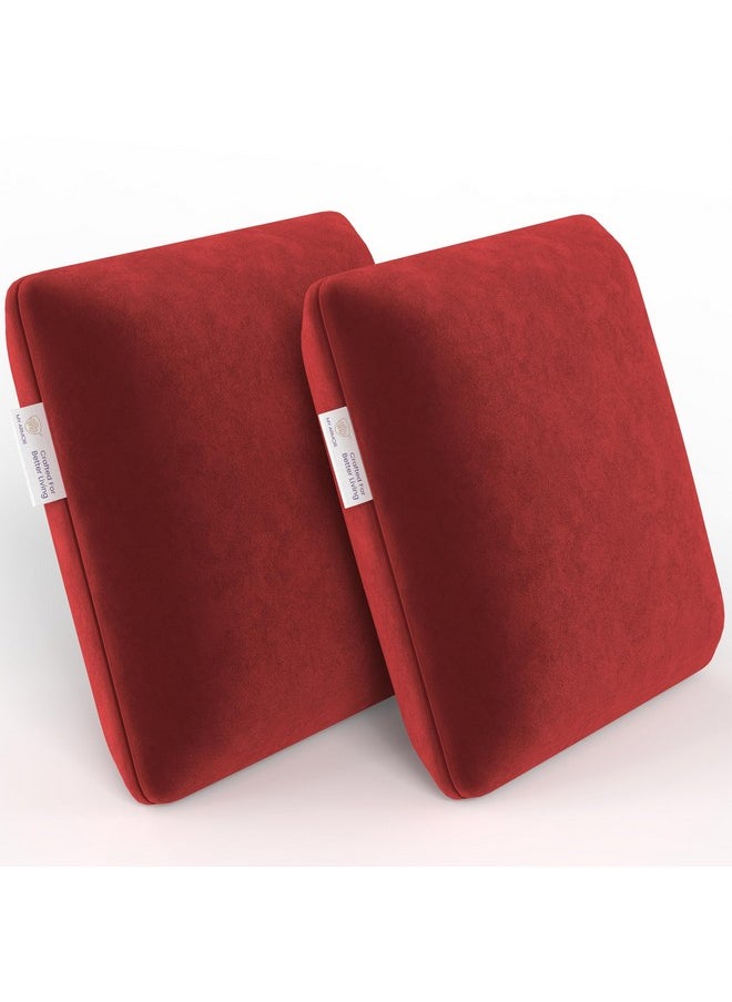 MY ARMOR Memory Foam Square Cushion for Car, Sofa/Diwan, Bed, Chair & Decoration | Highly Durable, Hypoallergenic | Velvet Cover | Maroon, Pack of 2 [14