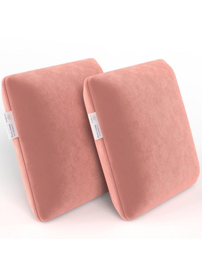 MY ARMOR Memory Foam Square Cushion for Car, Sofa/Diwan, Bed, Chair & Decoration | Highly Durable, Hypoallergenic | Velvet Cover | Peach, Pack of 2 [14