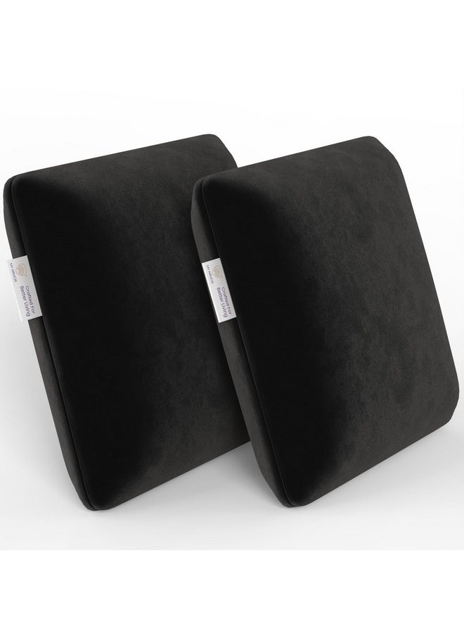 MY ARMOR Memory Foam Square Cushion for Car, Sofa/Diwan, Bed, Chair & Decoration | Highly Durable, Hypoallergenic | Velvet Cover | Black, Pack of 2 [14