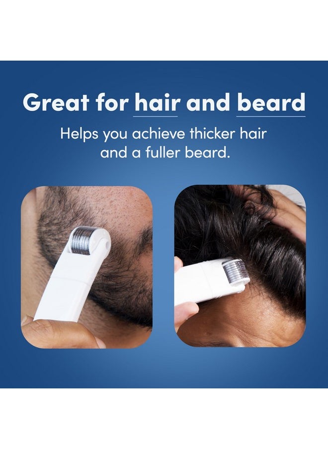Man Matters 2-In-1 Derma Roller For Hair & Beard | 540 Micro 0.5mm Titanium Alloy Needles | Replaceable Head | Stimulates Hair Follicles | Provides Hair & Beard Growth | Safe & Easy To Use