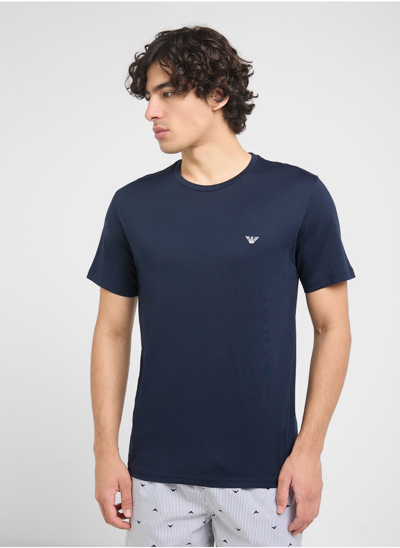 Crew Neck T-Shirt & Logo Band Shorts