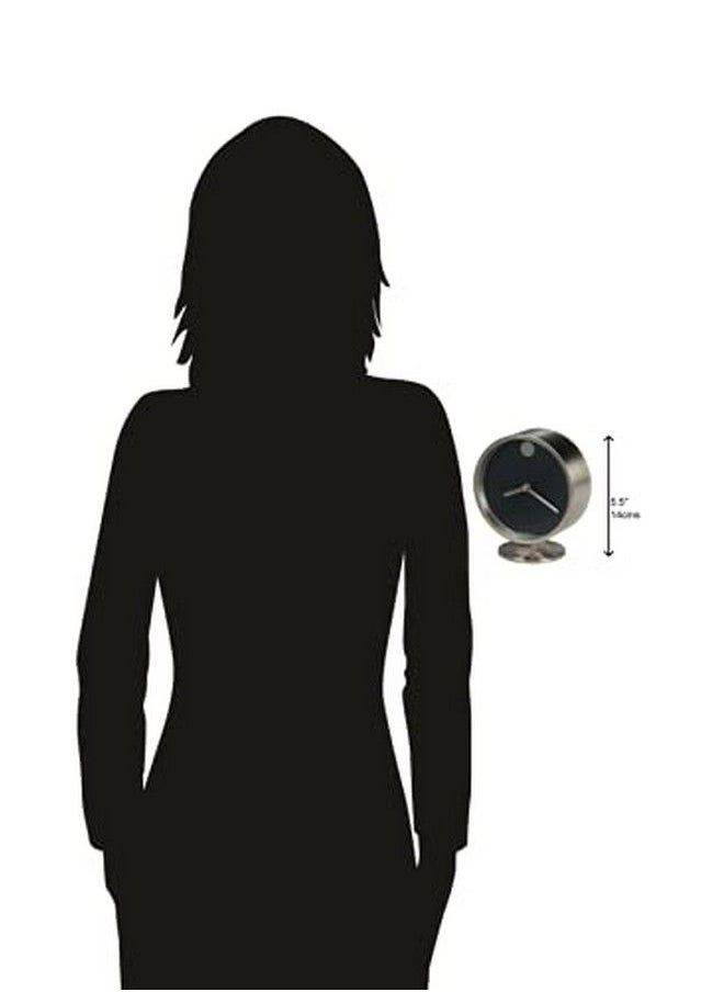 Aurora Table Clock 645821 Spun Nickel Finish Brushed Nickel Base Plate Matte Black Dial Nickel Hands Modern Home Décor Quartz Movement