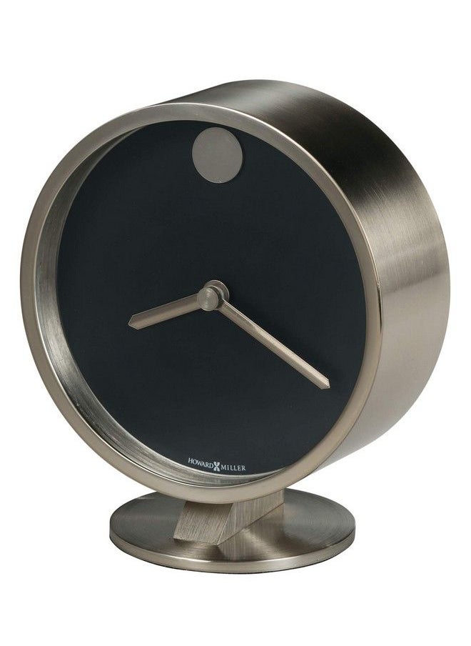 Aurora Table Clock 645821 Spun Nickel Finish Brushed Nickel Base Plate Matte Black Dial Nickel Hands Modern Home Décor Quartz Movement