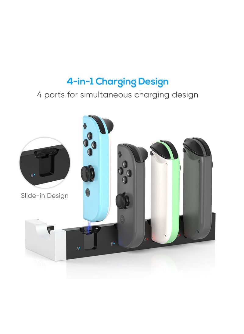 Joy-Con Charger for Nintendo Switch OLED Model, for Nintendo Switch Charger, Compatible with Joy Con Charger for Switch & OLED Model Version, USB Charging Dock Station Stand with Indicator - White