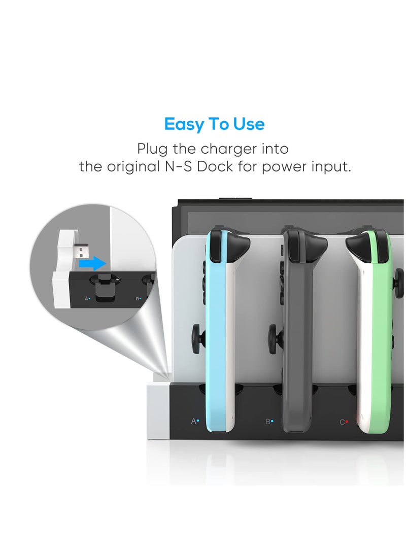 Joy-Con Charger for Nintendo Switch OLED Model, for Nintendo Switch Charger, Compatible with Joy Con Charger for Switch & OLED Model Version, USB Charging Dock Station Stand with Indicator - White