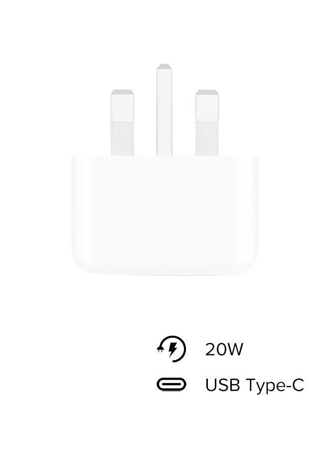20W USB-C 3-Pin Power Adapter / (Original iPhone Charger) - White
