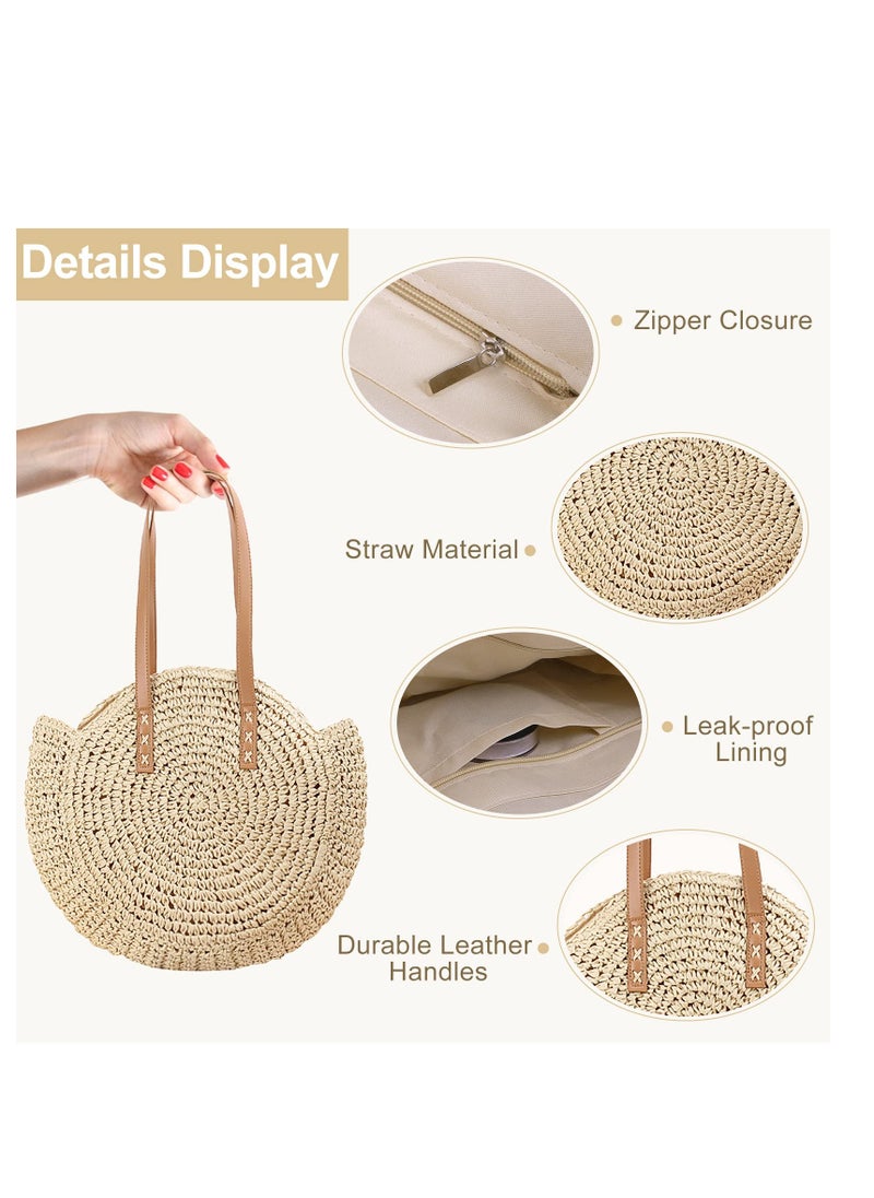 Straw Shoulder Bag For Women, Large Straw Bags Weave Handmade Handle Tote Bag Summer Beach Straw Handbags Bohemian Crossbody Bag
