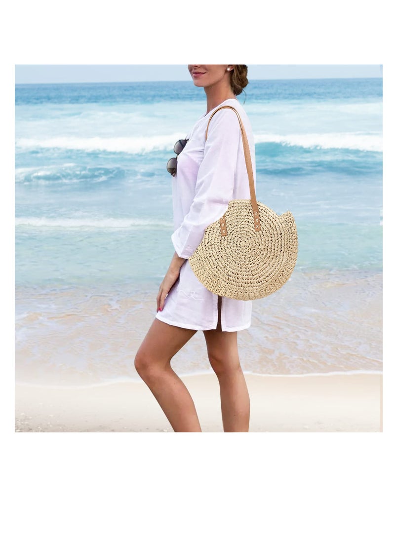 Straw Shoulder Bag For Women, Large Straw Bags Weave Handmade Handle Tote Bag Summer Beach Straw Handbags Bohemian Crossbody Bag