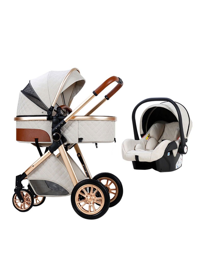 Royale C Baby Stroller Easy One Hand Fold with baby stroller frame, stroller seat, car seat and bag ideal for Newborn Baby To 4 Years