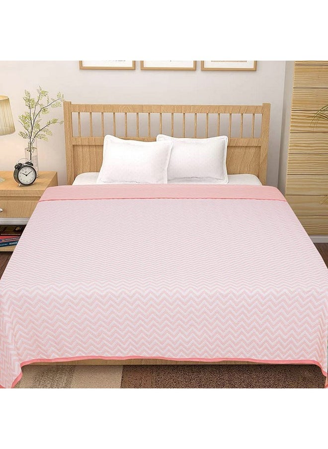 BSB HOME 100% Cotton Reversible Dohar Single Bed, Soft Lightweight Bed Blanket, Ac Dohar Blanket for Summers/Winter (Size 58 Inch by 88 Inch, Pink & White, Gift Packing Bag), 200 TC