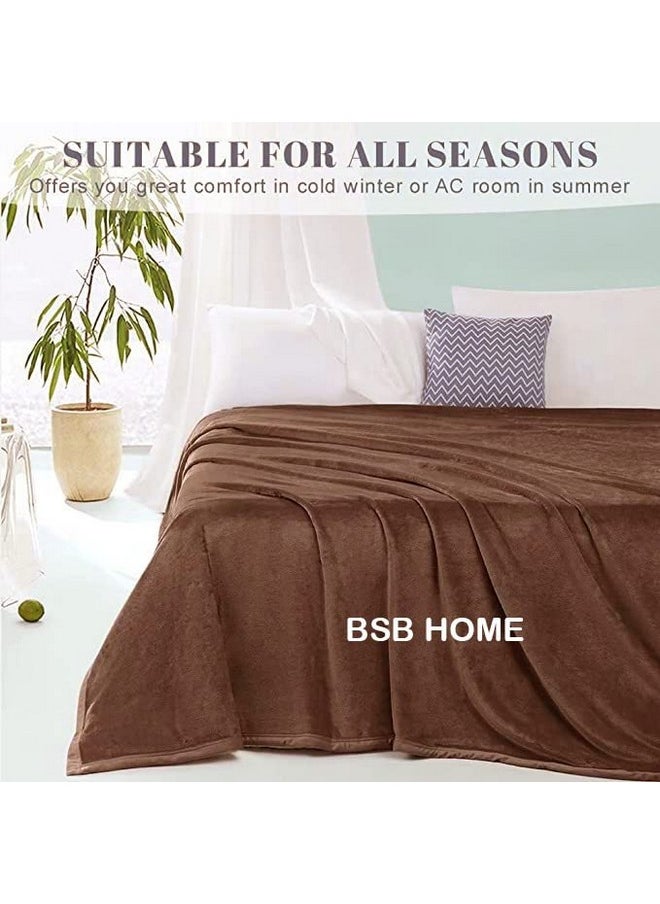 BSB HOME® Mink Blanket for Single Bed 1.4 kg Blanket | Ultrasoft & Lightweight Solid Blanket for Winter & Mild Winter Sofa, Couch - Single, 60x88 inches - 1.4 kg | Coffee